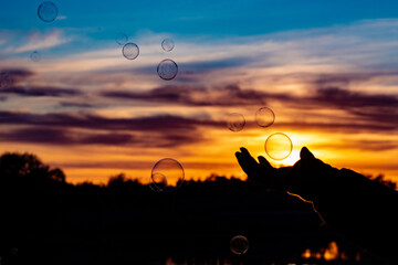 Bubbles in sunset