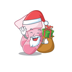 Cartoon design of baby socks Santa having Christmas gift