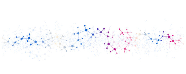 Structure molecule and communication. Dna, atom, neurons. Scientific concept for your design. Connected lines with dots. Medical, technology, chemistry, science background. Vector illustration.