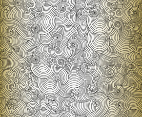 Fototapeta premium Absract decorative vector seamless texture with waving lines and doodles, hand drawn on the old paper
