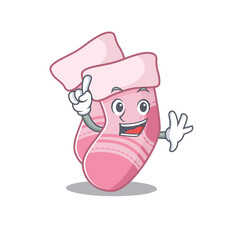 Baby socks caricature design style with one finger gesture