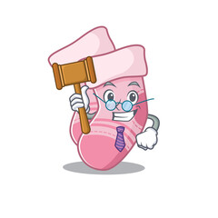 A wise judge of baby socks mascot design wearing glasses