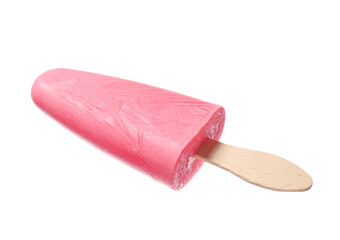 Tasty strawberry ice cream on white background