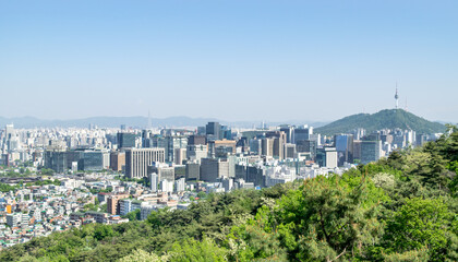 Obraz premium Aerial View of downtown Seoul, South Korea