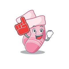 Baby socks in cartoon drawing character design with Foam finger