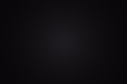 Dark carbon texture. Metal grid black steel background.