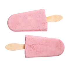 Tasty strawberry ice cream on white background