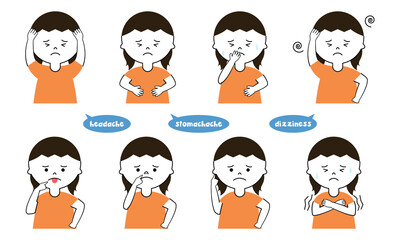 女の子　症状　イラストセット