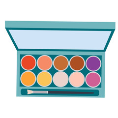 set of colored eyeshadows, cosmetics, palette, flat, isolated object on a white background, vector illustration,