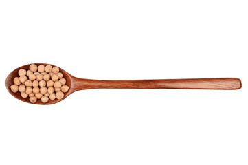 Wooden spoon and chickpeas on an isolated background