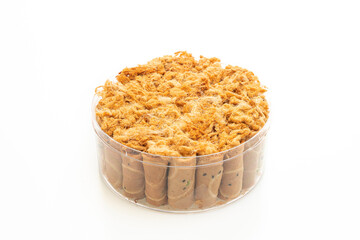 crispy coconut roll with dried shredded pork