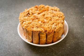 crispy coconut roll with dried shredded pork