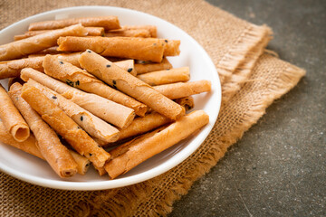 crispy coconut roll on plate