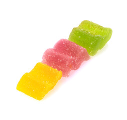 Fruit marmalade sweets, jelly candies isolated on white background with clipping path, collection