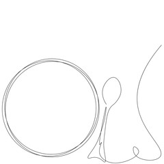 Plate and spoon one line drawing, vector illustration