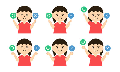 女の子　まるばつ　半袖