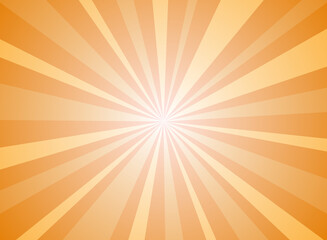 Sunlight rays horizontal background. Bright orange color burst background. Vector illustration.