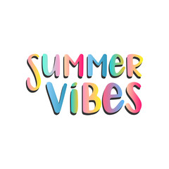 Summer vibes quote. Calligraphy handwritten lettering vector element