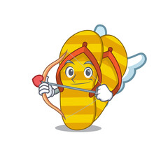 Flip flops in sweet romantic cupid cartoon drawing with arrow