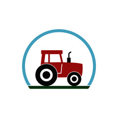 Tractor icon flat illustration for graphic and web design isolated on white background