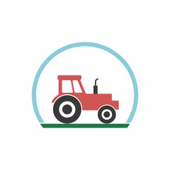 Tractor icon flat illustration for graphic and web design isolated on white background