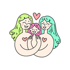 Lesbian family concept. LGBT woman Couple. Vector illustration