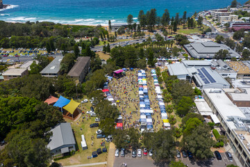 aerial view of outdoor markets