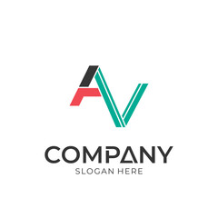 letter AV monogram logo design with line art style
