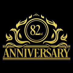 Luxury 82nd anniversary Logo illustration vector