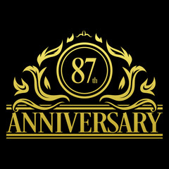 Luxury 87th anniversary Logo illustration vector