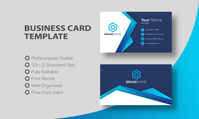 Business Card Template Design. Modern Double Sided print ready Business card for corporate or personal use