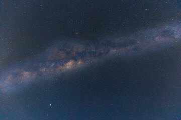 Milky way galaxy core in clear night sky.