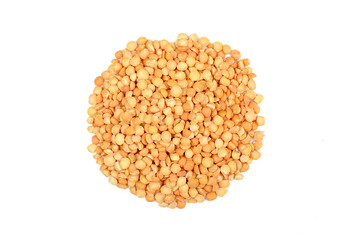 Raw peas on an isolated background. Heap of Dried peas