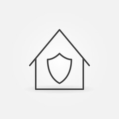 House with Shield outline icon. Vector Stay at Home or Protection linear vector concept symbol