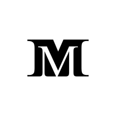 Letter M typography logo vector with negative space style design isolated on a white background