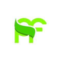 Letter PF green ecology natural logo design concept