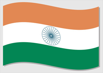 Waving flag of India vector graphic. Waving Indian flag illustration. India country flag wavin in the wind is a symbol of freedom and independence.