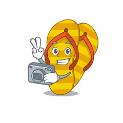 a professional photographer flip flops cartoon picture working with camera