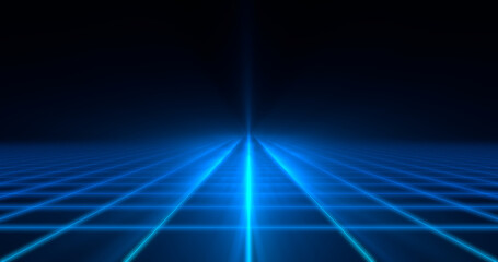 Digital abstract light into grids That has a sparkling light. 3d illustration.
