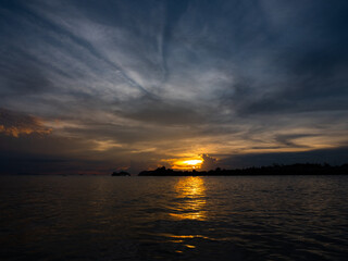 Fototapeta na wymiar Sunset time above the calm seascape