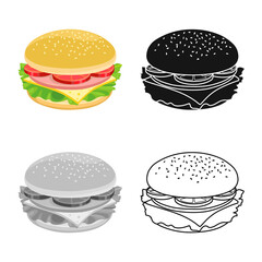 Vector design of bun and cheese logo. Web element of bun and bacon stock symbol for web.