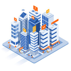 Modern flat design isometric concept of Smart City for website and mobile website. Easy to edit and customize. Vector Isometric illustration