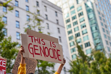 A women holding sign 