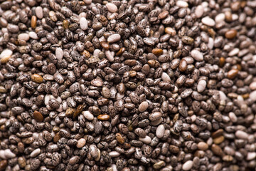 Texture of chia seeds closeup.