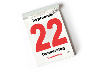 22  September 2022 Mauritiustag