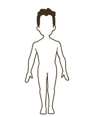 男性の人体のイラスト　線画　正面　標準体型