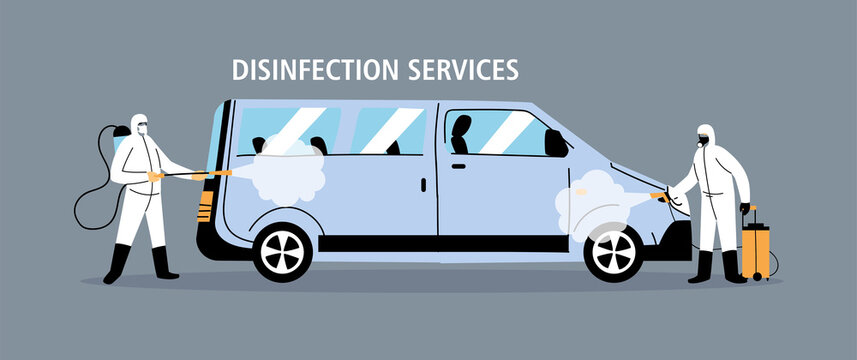 service van disinfection by coronavirus or covid 19