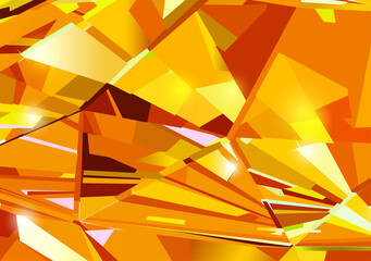 Bright orange abstract background made of yellow and orange crystals. Vector design. - obrazy, fototapety, plakaty