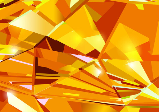 Bright orange abstract background made of yellow and orange crystals. Vector design.