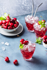 Summer alcholic coktail with cherry